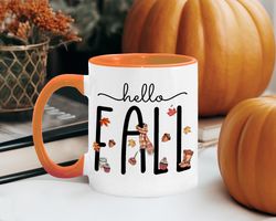 hello fall mugs, fall mug, pumpkin spice mugs, fall decorations, fall coffee mug, autumn mug, fall cups, thanksgiving gi