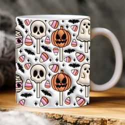 inflated sprinkle pumpkin mug,  halloween ghost mug,  skull mug