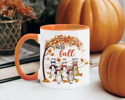 personalized cat fall mug, hello fall door coffee mug, cat lovers gift, autumn mug, custom cat mug, fall decor, fall cup