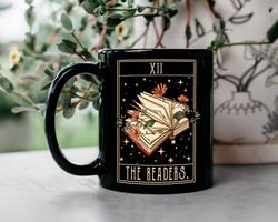 the reader tarot card mug, book tarot card mug, tarot reader gift, halloween mug, witch mug, halloween gifts, librarian