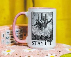 witch mug, salem witch trial mug, funny halloween mug, witchy gifts for women, stay lit, sarcastic halloween mug, femini