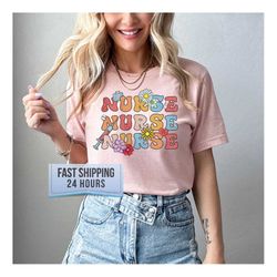 flower nurse tshirt, nurse gift, new nurse tshirt, nurse shirt, gift for her, new nurse gift, flower tshirt gift, trendy