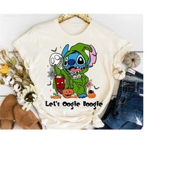 disney stitch let's oogie boogie halloween shirts, stitch halloween costume tee, mickey's not so scary halloween party f