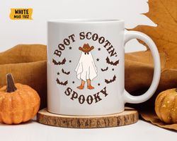 boot scootin spooky mug, halloween mug, funny cowboy ghost mug, cute halloween gift for friend, boo ghost lover gifts, w