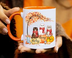 custom cat fall mug, cute cat fall season coffee mug, cat mom fall gift, pet owner coffee mug, gift for cat mom, fall gi