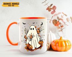 cute ghost halloween mug, halloween fall coffee mug gift for her, fall birthday gift for sister, ghost lover mug, cute b