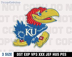 kansas jayhawks embroidery designs, ncaa logo embroidery files, machine embroidery pattern