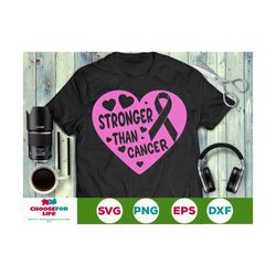 hearts of stronger than cancer, warrior, breast cancer svg eps png cricut cut file digital download