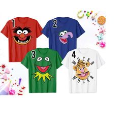 disney the muppets animal fozzie bear gonzo kermit frog big face costume shirt, disneyland vacation trip gift, disneylan