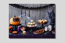 halloween wall art, brush strokes of halloween delights, happy halloween canvas, prepare your home for the spooky season