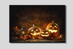 halloween wall art, brushstrokes of halloween delights canvas depicting pumpkin magic - illuminate your home for the spo