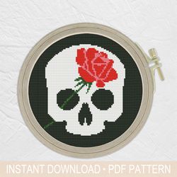 skull cross stitch pattern pdf, tattoo cross stitch - instant download