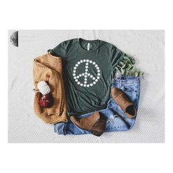 daisy peace sign, unisex fit, hippie shirts, hippie flowers, good vibes, peace and love, be kind, flower child, hippie t