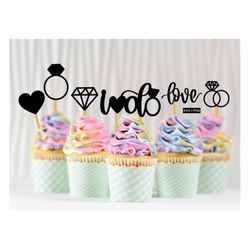 wedding cupcake topper svg, wedding clipart svg, i do cake topper svg, bridal shower cake topper svg, engagement party c