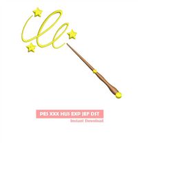 magic wand  embroidery design, embroidery file, machine embroidery design, embroidery pattern file, star, golden, glowin