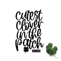 cutest clover in the patch svg, baby st patricks day svg, baby spring, baby clover svg, baby shamrock svg, hand lettered