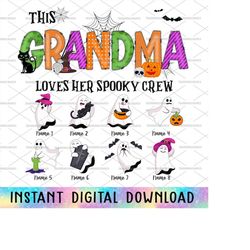 custom this grandma love her spooky crew png, trick or treat, boo png, spooky season, funny ghost, halloween grandma, ki