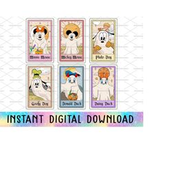 bundle ghost tarot cards, happy halloween png, trick or treat png, spooky season, halloween custume, pumpkin png, retro