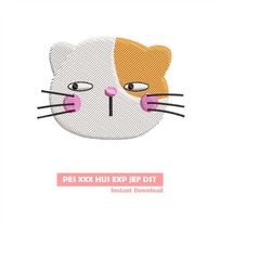 kawaii cat embroidery design, embroidery file, machine embroidery design, embroidery pattern file, cute cat, animal, car