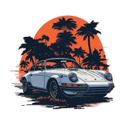 t-shirt graphic design, retro flat design, porsche.