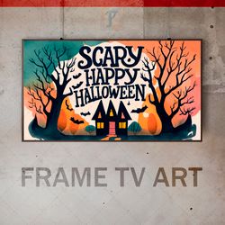 samsung frame tv art digital download, frame tv halloween art, horror scene, spooky theme, eerie landscape, gothic style