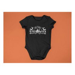 my first halloween baby onesie, halloween baby onesie, spooky season baby onesie, cute ghost baby onesie, trick or treat