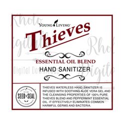 young living thieves hand sanitizer sample bottle labels  /instant digital download