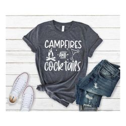 campfires and cocktails, camp lover gift, camping shirt, hiking shirt, nature lover gift, happy camping tshirt, camper g