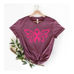 cancer survivor butterfly shirt, breast cancer ribbon shirt, breast cancer support t-shirt, fuck cancer tee, cancer ribb