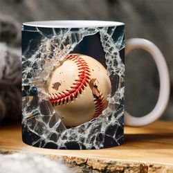 baseball mug   bundle,  sport mug  ,  mug  11oz 15oz   press mug ,  crack hole mug