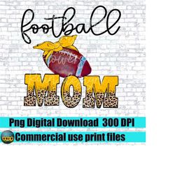 football mom png file.yellow football with bandanna leopard print.  design. sublimation design download