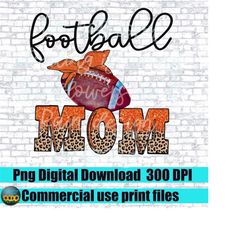 football mom png file.orange football with bandanna leopard print.  design. sublimation design download