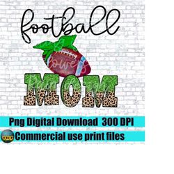 football mom png file.green football with bandanna leopard print.  design. sublimation design download