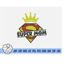 super mom embroidery file - instant download - mother's day pattern for patches - text design for clothing decoration -