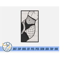 erotic woman embroidery file - instant download - bdsm fetish pattern for patches - black and white sexy girl design - d