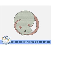 mouse embroidery file - cute white mouse design for baby and newborn - instant download - beautiful pet pattern for patc