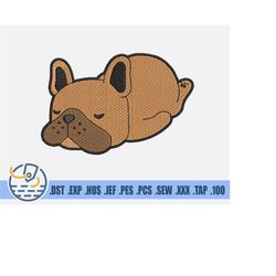 french bulldog embroidery file - instant download - simple cartoon pet design - sleeping dog pattern for patches - machi