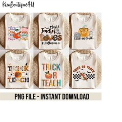 trick or teach halloween bundle, spooky teacher bundle, ghost teacher bundle png, groovy teacher halloween bundle, trend