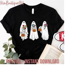 floral cute ghost halloween png, groovy spooky png, spooky season png, halloween gift png, future ghost png, spooky vibe