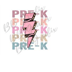 digital png file pre-k crayon lightning bolt distressed leopard back to school printable waterslide sublimation design i