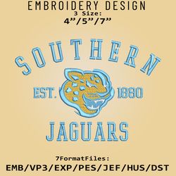 southern jaguars embroidery design, ncaa logo embroidery files, ncaa southern jaguars, machine embroidery pattern