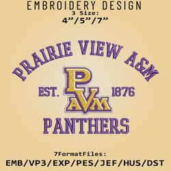 prairie view a&m panthers embroidery design, ncaa logo embroidery files, ncaa panthers, machine embroidery pattern