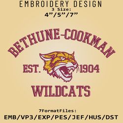 bethune-cookman wildcats embroidery design, ncaa logo embroidery files, ncaa wildcats, machine embroidery pattern