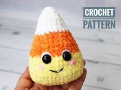 crochet pattern candy corn toy halloween decor - amigurumi tutorial pdf file