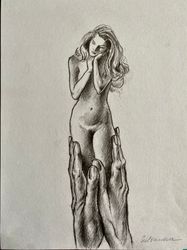 original pencil drawing "in loving hands"