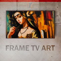 samsung frame tv art digital download, frame tv art prayer imagery, frame tv avant-garde byzantine iconography, dark