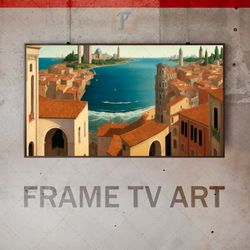 samsung frame tv art digital download, frame tv renaissance artwork , frame tv urban seascape, botticelli, classic art