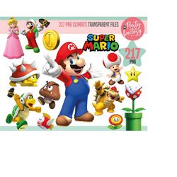217 PNG Super Mario clipart,transparent images, printable mario, digital mario, instant download, luigi mario cart trans