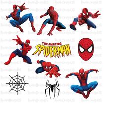 spiderman clipart, 10 bundle, spiderman png spiderman birthday, spiderman download, spiderman