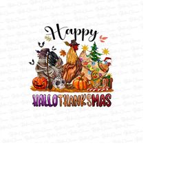 happy hallothanksmas png, chickens png, thanksgiving png, sublimation design downloads,happy hallothanksmas chickens png